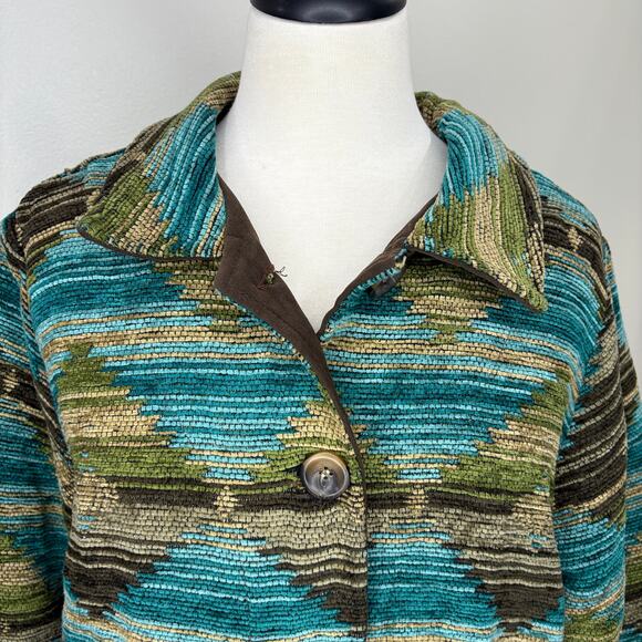 RoughRider by Circle T Size M Jacket Western Southwest Rodeo Cowgirl Teal Brown - Picture 10 of 14